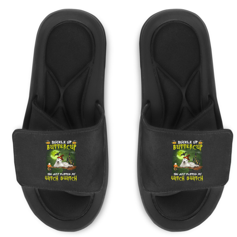 Siberian Husky Buckle Up Buttercup You Just Flipped My Witch Switch Slide Sandal | Artistshot