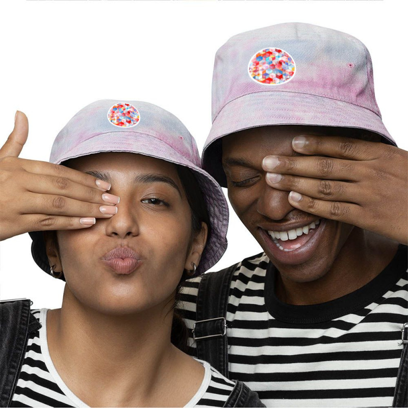 Textured Fan Tessellations In Navy Blue And White 97806733 Tie Dyed Bucket Hat by Sri66 | Artistshot