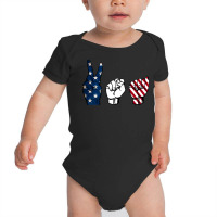 Usa American Flag Asl Sign Language 4th Of July Baby Bodysuit | Artistshot