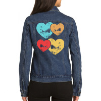 Funny Valentine Day Gift T  Shirt Vintage Heart Cool Retro Valentine D Ladies Denim Jacket | Artistshot