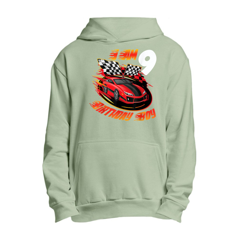 Race Car 9th Birthday Boy 9 Year Old Racing Car Driver Urban Pullover Hoodie | Artistshot