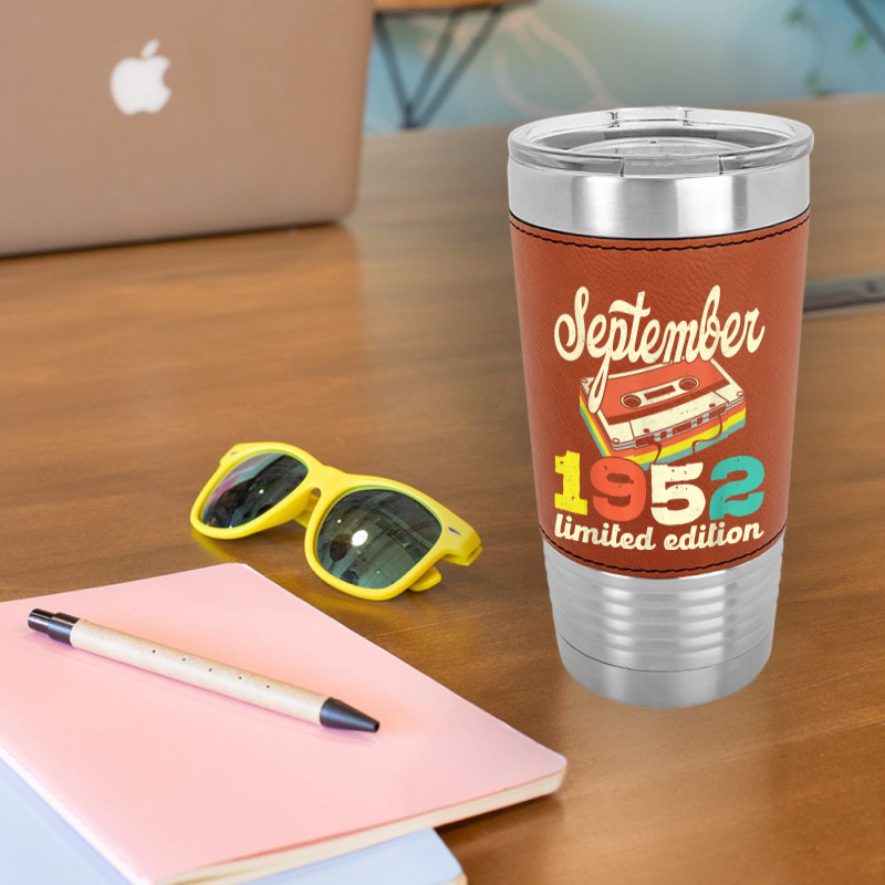 70th Birthday September 1952 Retro Cassette Limited Edition Leatherette Tumbler | Artistshot