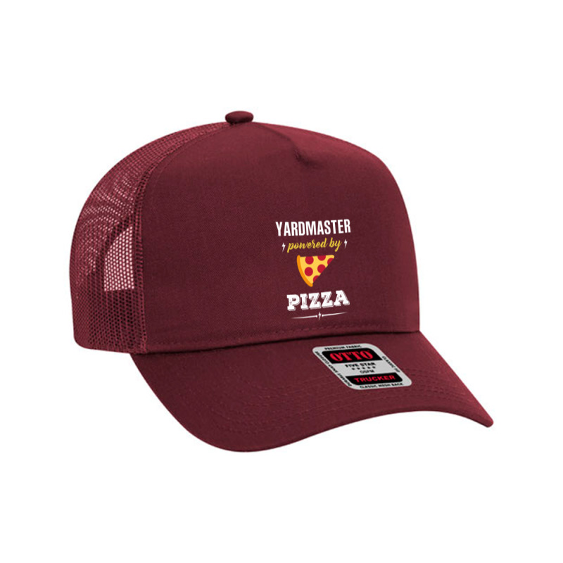 Yardmaster Powered By Pizza Funny Gift Mesh Back Trucker Hat by gizapoya | Artistshot