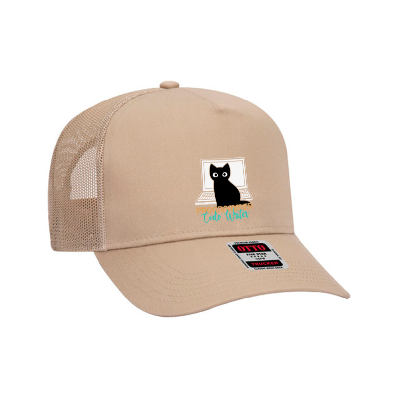 Funny Cat Programmer Code Writer Programming Codin Mesh Back Trucker Hat | Artistshot