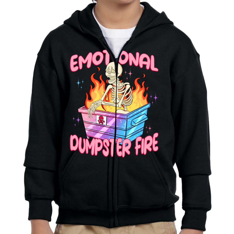 Emational Dumpster Fire Youth Zipper Hoodie by Oma's Magic World | Artistshot