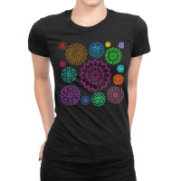 Flower Pattern T  Shirt Colorful Groovy Flower Pattern Outline T  Shir Ladies Fitted T-shirt | Artistshot