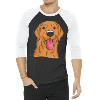 Golden Retriever T Shirt Happy Golden 3/4 Sleeve Shirt | Artistshot