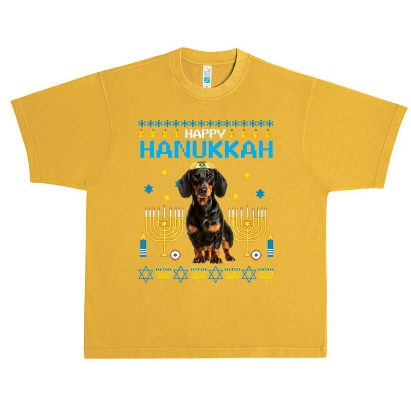 Dachshund Chanukah Jewish Ugly Hanukkah Sweater Pajama Urban Heavy T-shirt | Artistshot