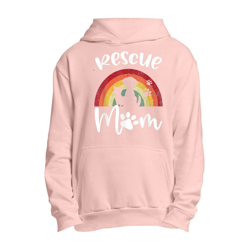 Rescue Mom Dog And Cat Rainbow Vintage V Neck Urban Pullover Hoodie | Artistshot