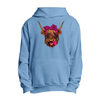 Valentines Highland Cow With Hearts Bandana And Glasses Urban Pullover Hoodie | Artistshot