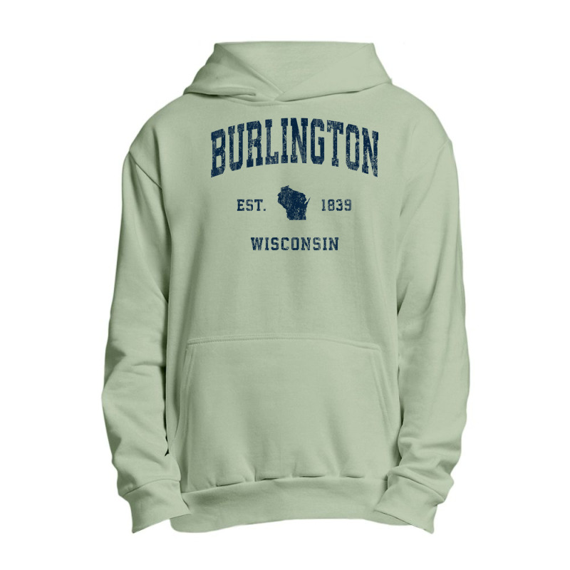 Burlington Wisconsin Wi Vintage Athletic Navy Sports Design Urban Pullover Hoodie | Artistshot