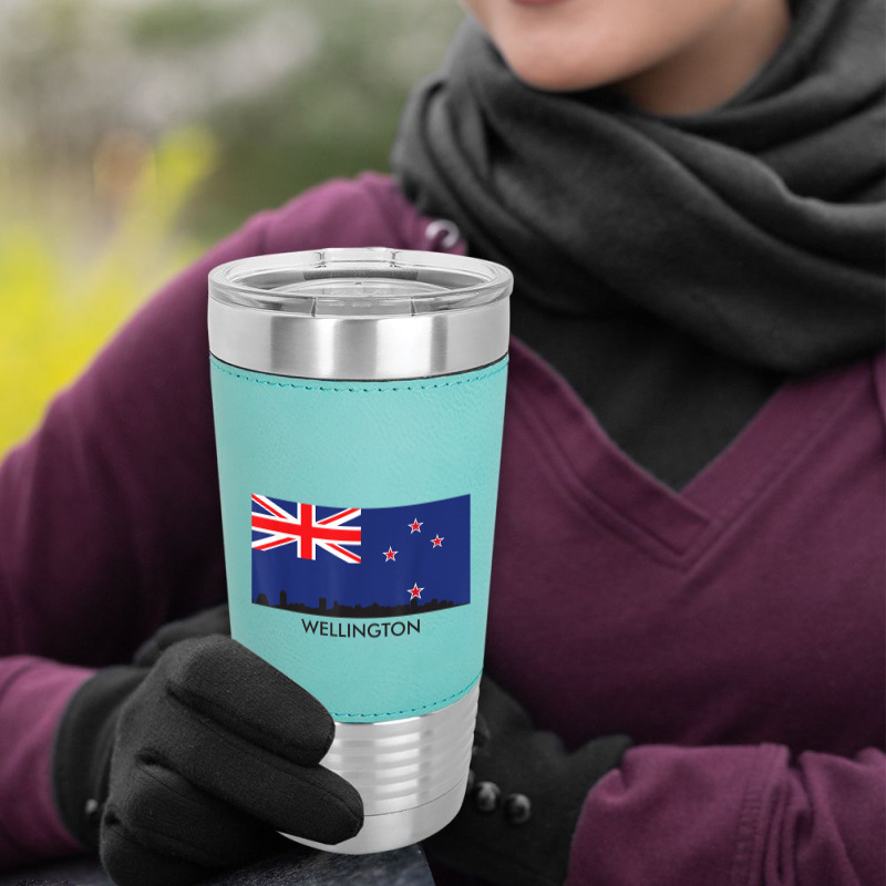 Wellington Skyline New Zealand Flag T Shirt Leatherette Tumbler | Artistshot