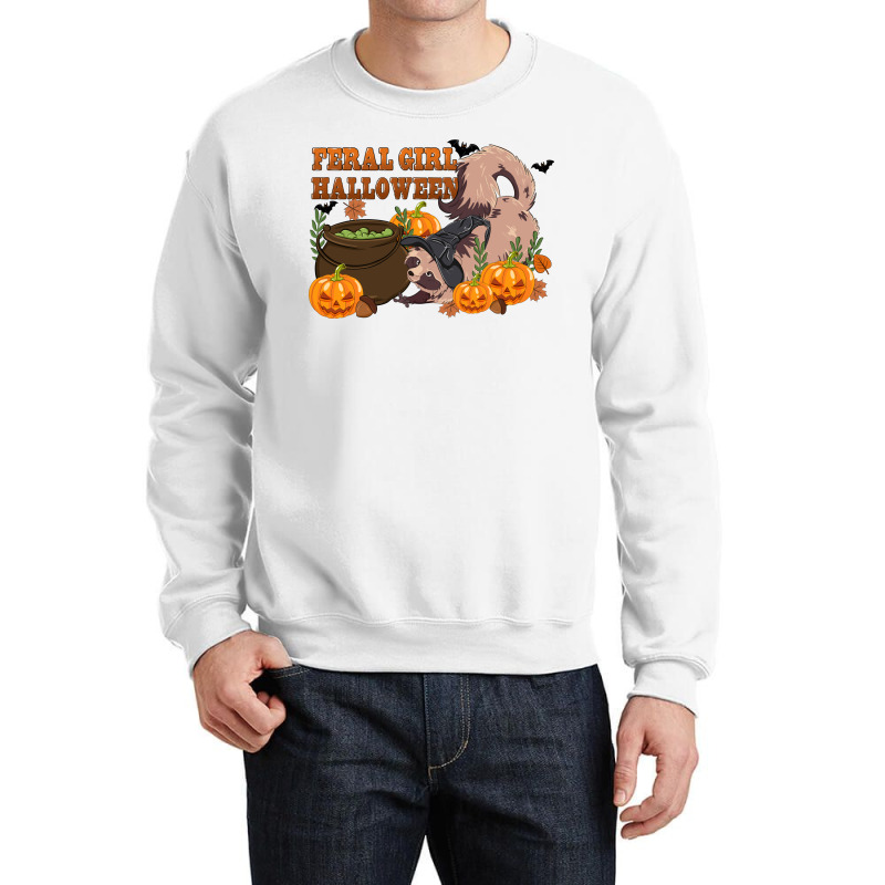 Feral Girl Halloween Crewneck Sweatshirt by Oma's Magic World | Artistshot