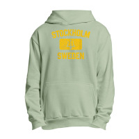 Stockholm Sweden Trident Gym Style Distressed Yellow Print Urban Pullover Hoodie | Artistshot