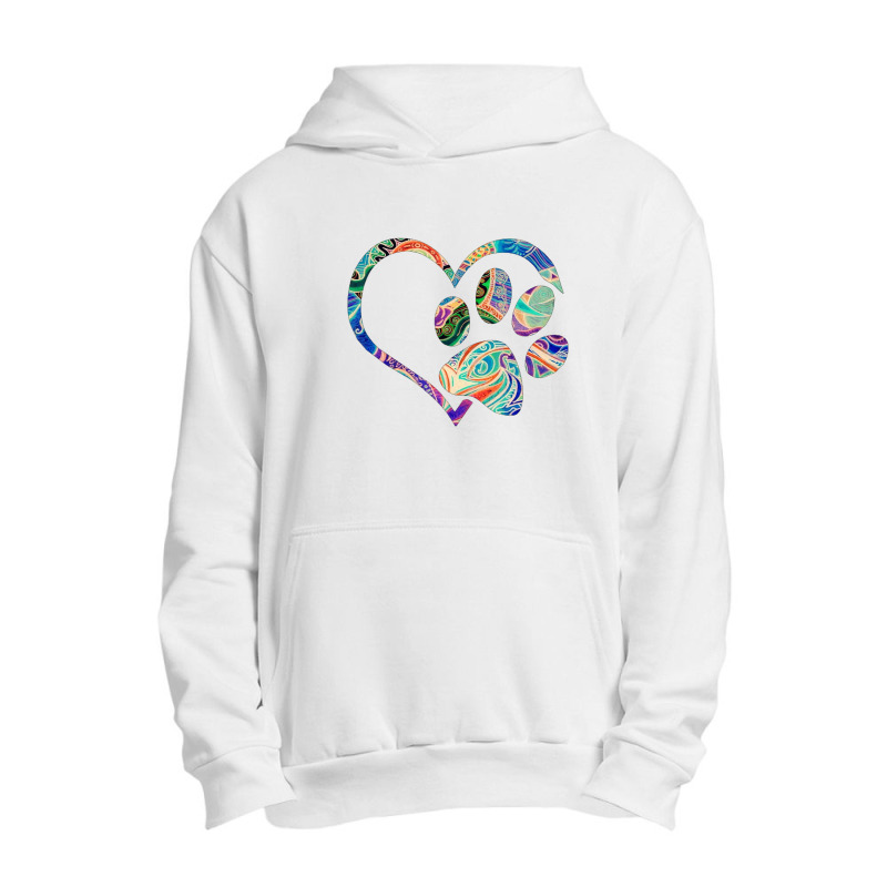 Animal Rescue Dog Paw Print Tie Dye Rainbow Dog Love Urban Pullover Hoodie | Artistshot