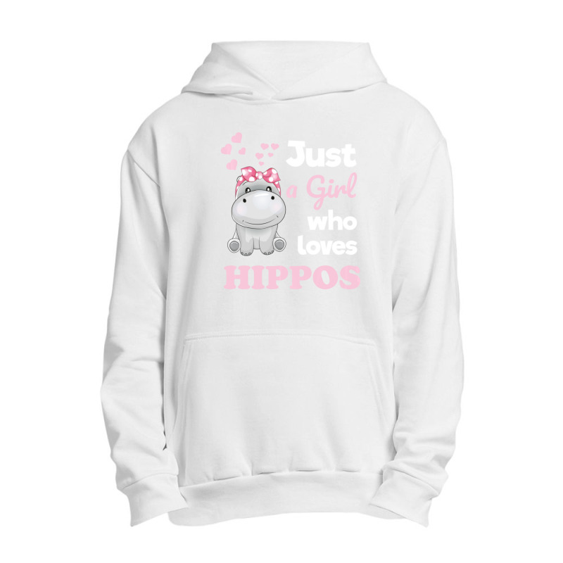 Girls Hippo Gift Just A Girl Who Loves Hippopotamuses Urban Pullover Hoodie | Artistshot