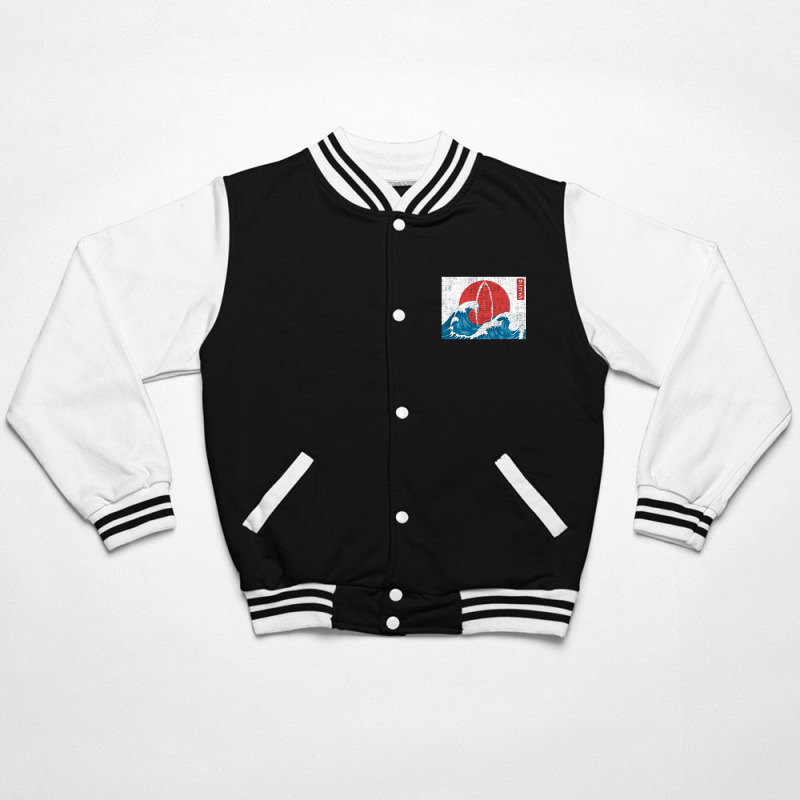 Surf Japanese Symbol Bomber Jacket by gummyyyart | Artistshot