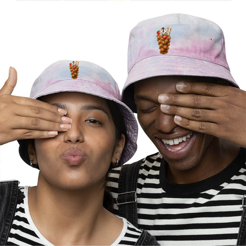 Eggette Bubble Waffle Strawberry Cream T  Shirt Egg Bubble Waffle Vani Tie Dyed Bucket Hat by thymeartiste | Artistshot