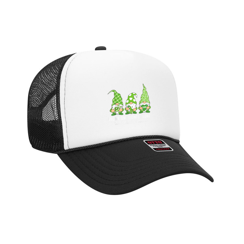 Green Ribbon Gnome One Fights Alone Mental Health Awareness Foam Trucker Hat by NathanielDesign | Artistshot