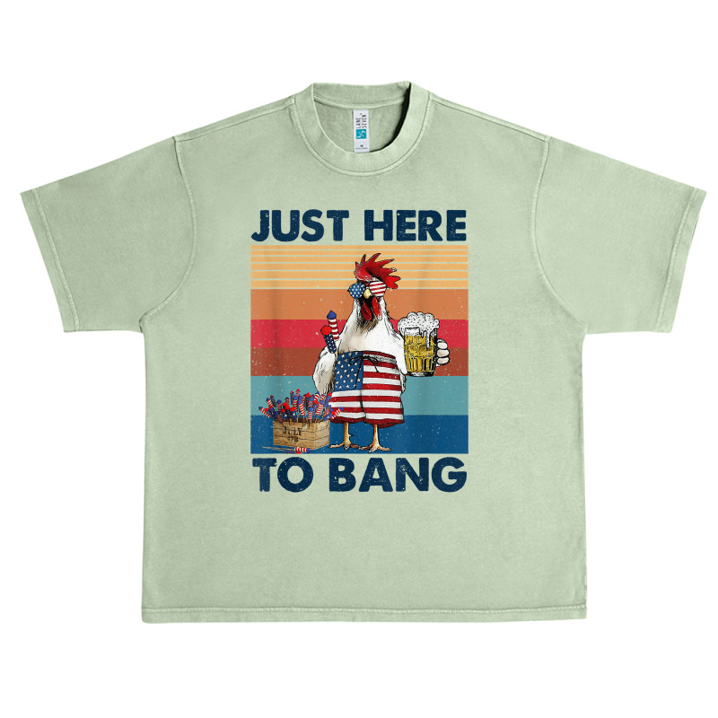 Funny 4th Of July Just Here To Bang Usa Flag Chicken Beer T Shirt Urban Heavy T-shirt | Artistshot