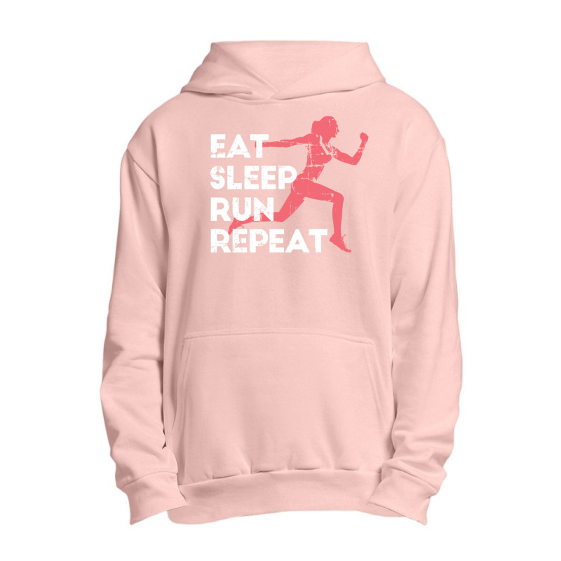 Eat Sleep Run Repeat Track And Field Girl Marathon Running Pullover Ho Urban Pullover Hoodie by cm-arts | Artistshot