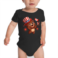 Brown Bear Is Celebrating Canada Independence Day Baby Bodysuit | Artistshot