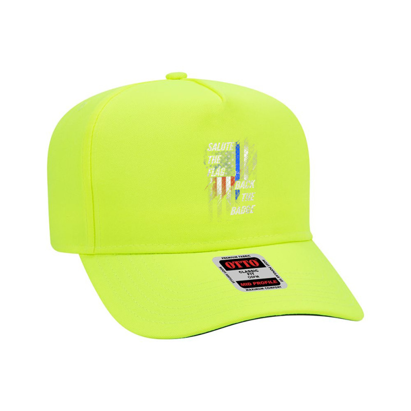 Salute The Flag Back The Badge Adjustable Baseball Cap by SelwynOman | Artistshot