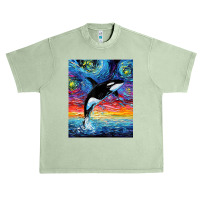 Orca Killer Whale Starry Night Colorful Ocean Art By Aja Urban Heavy T-shirt | Artistshot