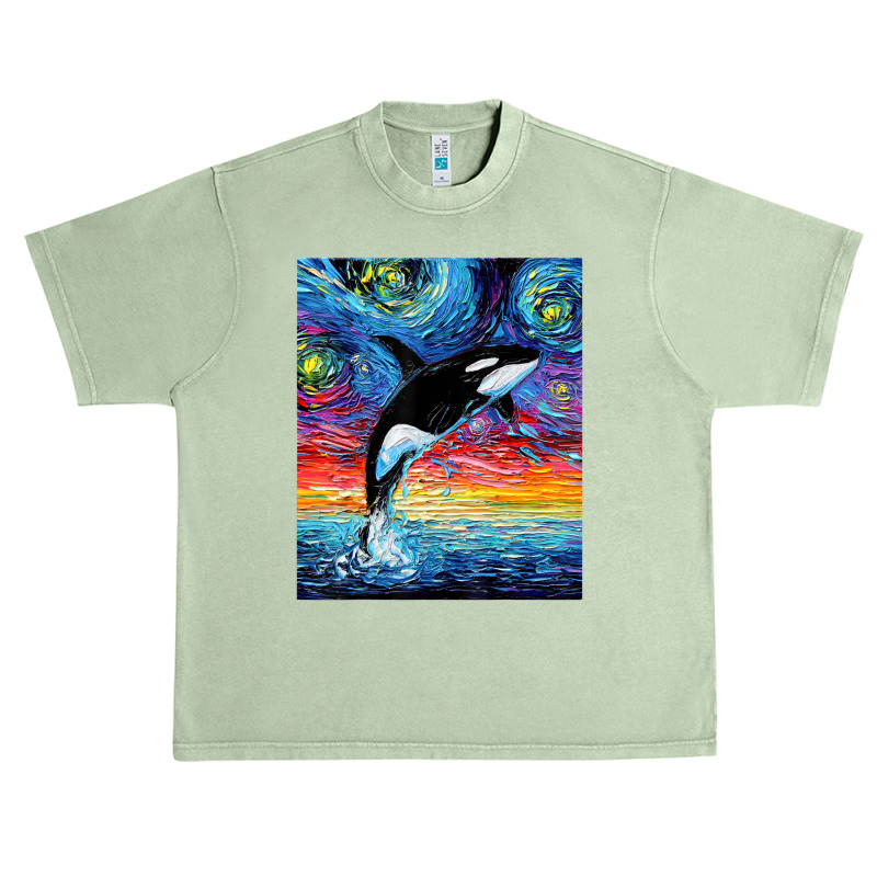 Orca Killer Whale Starry Night Colorful Ocean Art By Aja Urban Heavy T-shirt | Artistshot