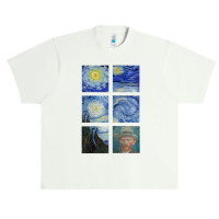 Van Gogh Starry Night Painting Collage With Self-portrait Urban Heavy T-shirt | Artistshot