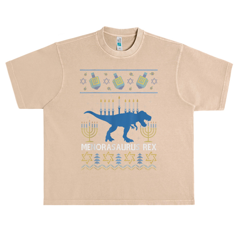 Menorasaurus Rex Funny Dinosaur Hanukkah Jewish Christmas Urban Heavy T-shirt | Artistshot