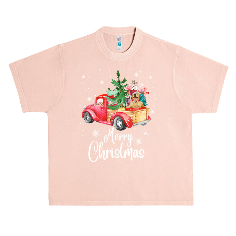 Christmas Tree Xmas Golden Retriever Dog Riding Red Truck Pullover Hoo Urban Heavy T-shirt | Artistshot