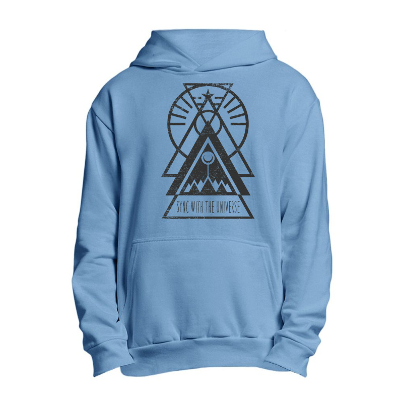 Sync With The Universe - Typography And Geometry Urban Pullover Hoodie | Artistshot