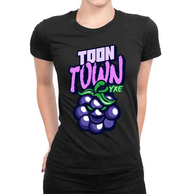 Saskatoon Purple Sour Bunch - Toon Town Yxe Ladies Fitted T-Shirt by Stoon Style Studio | Artistshot