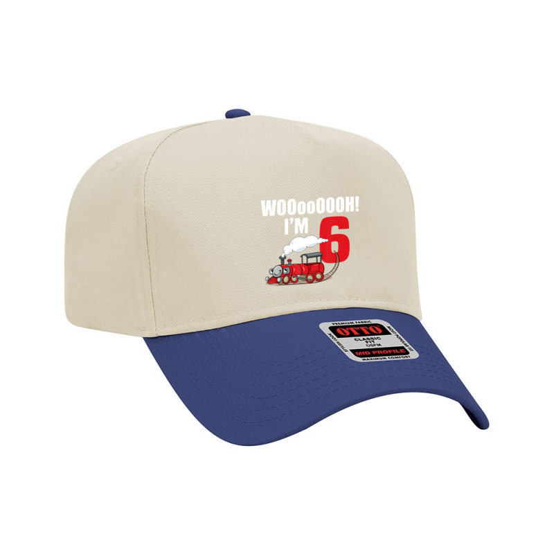 6th Birthday Boy Wooooh! I Am 6 Train Bday Adjustable Baseball Cap | Artistshot