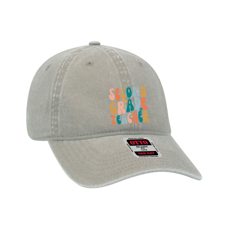 Second Grade Teacher Retro Groovy Design 2nd Grade Teaching , Best Gif Dyed Cap | Artistshot