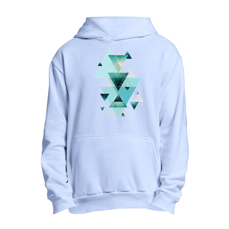 Geometric Triangle Compilation In Teal Urban Pullover Hoodie | Artistshot