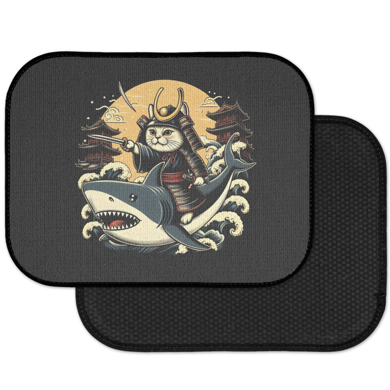 Ninja Cat Samurai Riding Shark Rear Car Mat | Artistshot