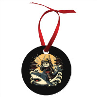 Ninja Cat Samurai Riding Shark Ornament | Artistshot