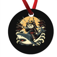 Ninja Cat Samurai Riding Shark Ornament | Artistshot