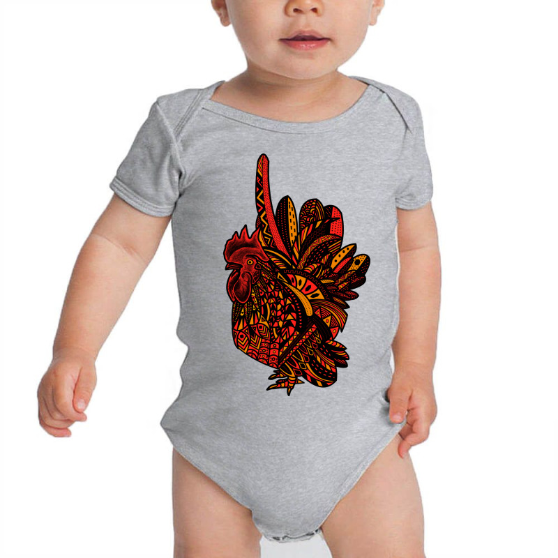 Ornate Rooster Baby Bodysuit by polkam design | Artistshot