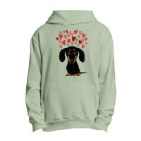 Dachshund Dog Black And Tan Dachshund With Valentine Hearts Cute Carto Urban Pullover Hoodie | Artistshot