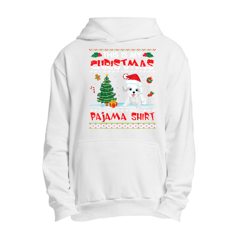 Morkie Dog Dancing On Snow Gift This Is My Christmas Pajama T Shirt Urban Pullover Hoodie | Artistshot