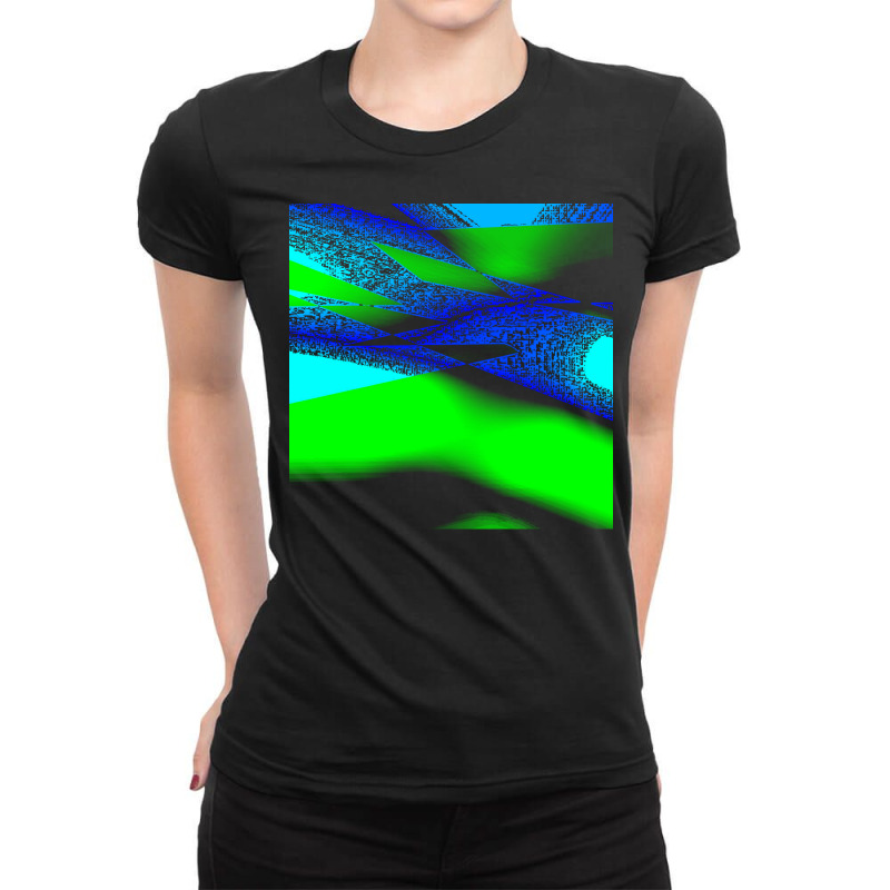 Blue Green Black Abstract Art T  Shirt Blue Green Black Abstract Art T Ladies Fitted T-Shirt by ortizaiyana293 | Artistshot