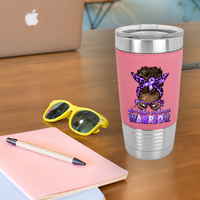 Domestic Violence Warrior Afro Messy Bun Leatherette Tumbler | Artistshot