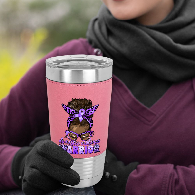 Domestic Violence Warrior Afro Messy Bun Leatherette Tumbler | Artistshot