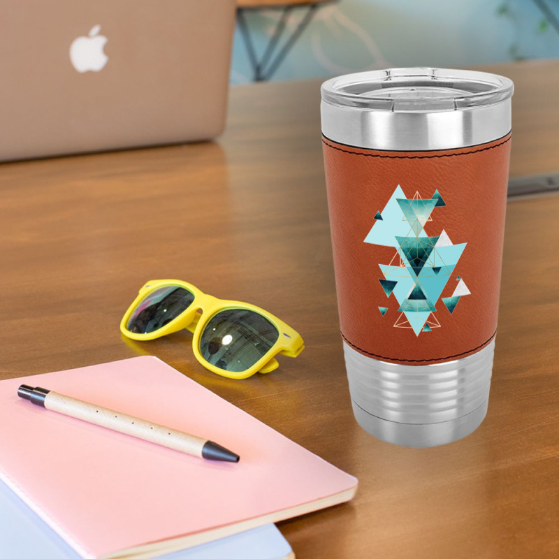 Geometric Triangle Compilation In Teal Leatherette Tumbler | Artistshot