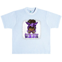 Black Woman Domestic Violence Warrior Afro Messy Bun Purple T Shirt Urban Heavy T-shirt | Artistshot