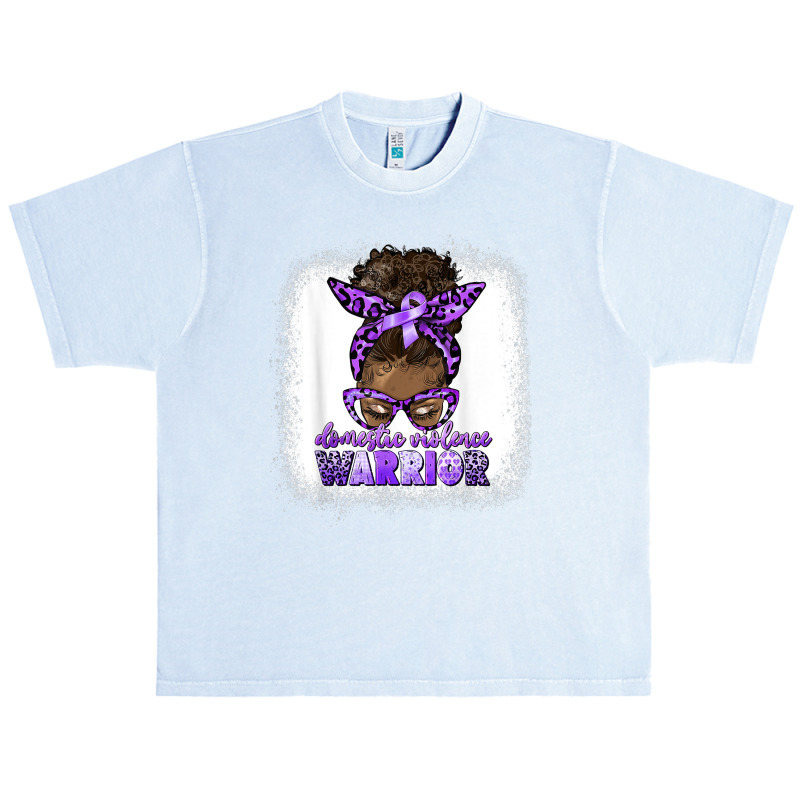 Black Woman Domestic Violence Warrior Afro Messy Bun Purple T Shirt Urban Heavy T-shirt | Artistshot