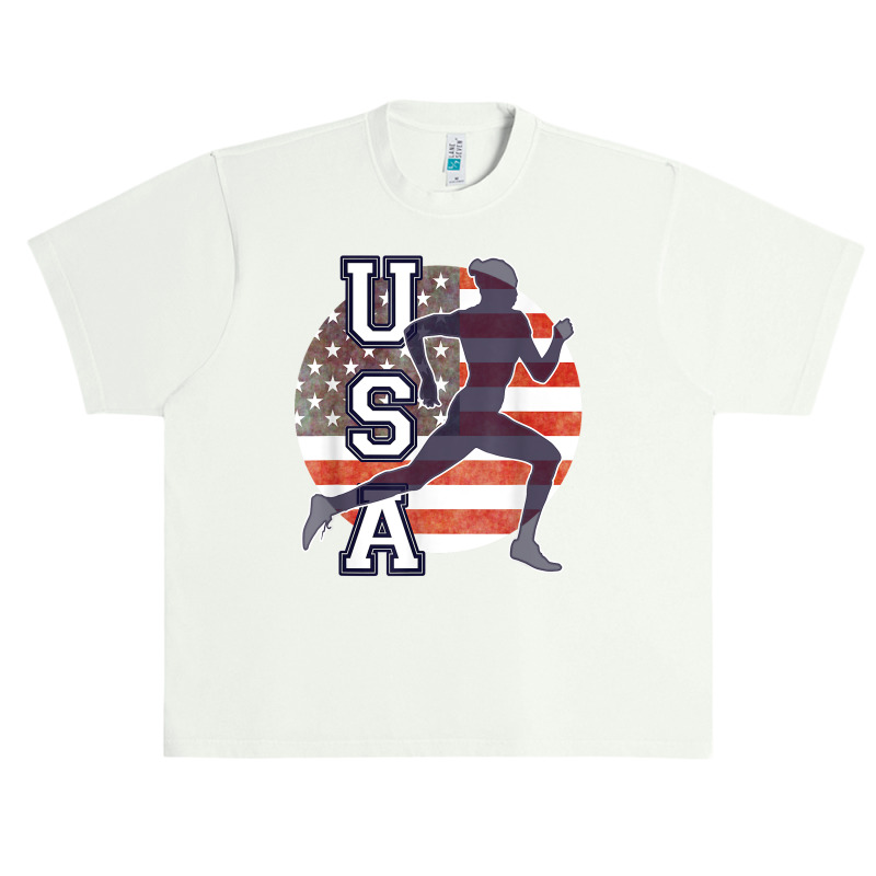 Usa Women Running Track & Field Team American Flag Runner T Shirt Urban Heavy T-shirt by cm-arts | Artistshot